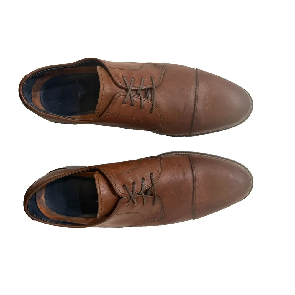 Cole Haan Oxford Dress Shoes Mens 9.5 Brown‎ Leather Cap Toe Preppy Dadcore